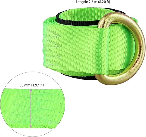 Miniatura 2 de JOIKIT Paquete de 4 correas de remolque de lazo de 2 pulgadas x 8.2 pies con anillo en D para elevación de ruedas, camión de auxilio, rolllback,