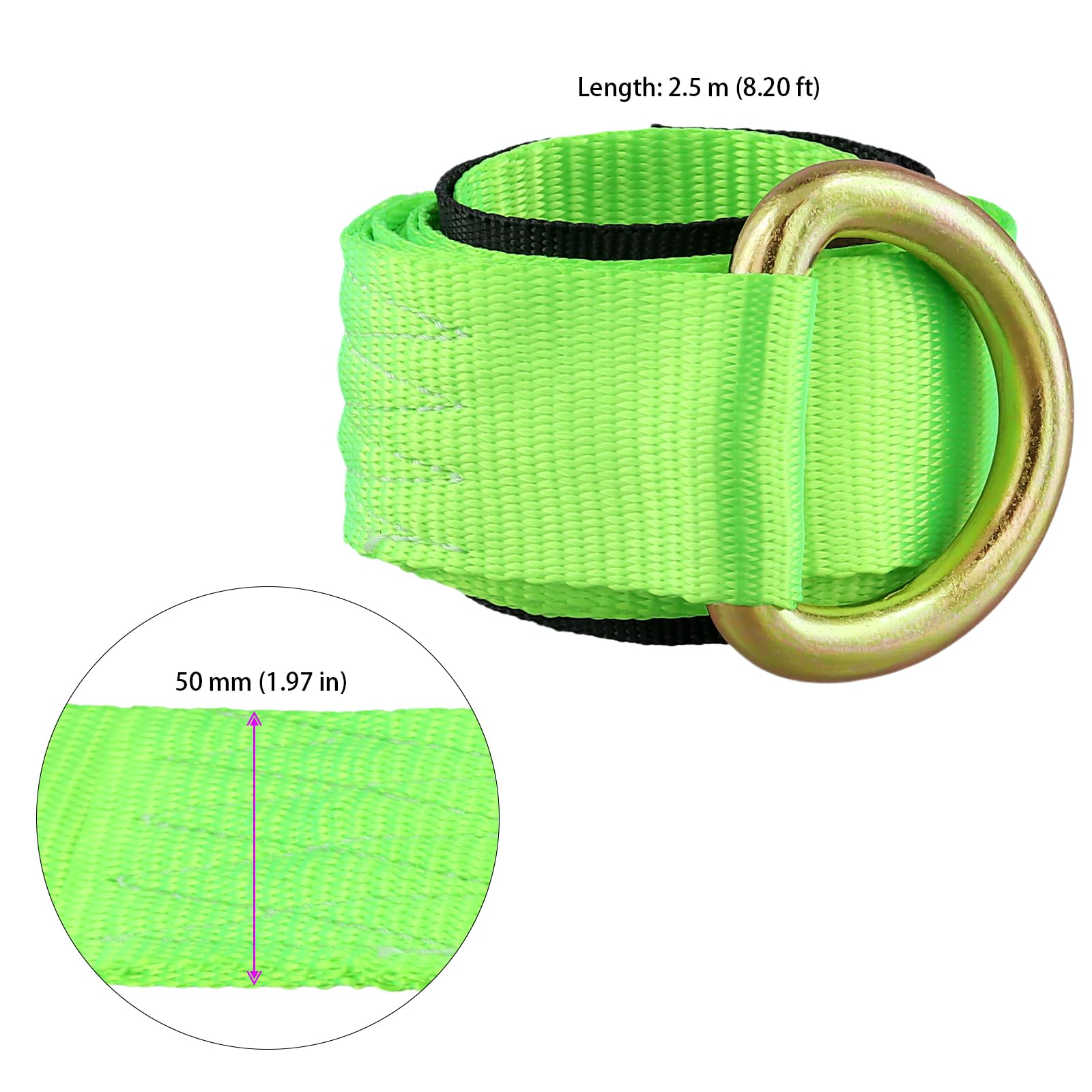 JOIKIT Confezione da 6 cinghie da traino con anello a D per sollevamento ruote, demolitori, rollback, camion di traino, verde