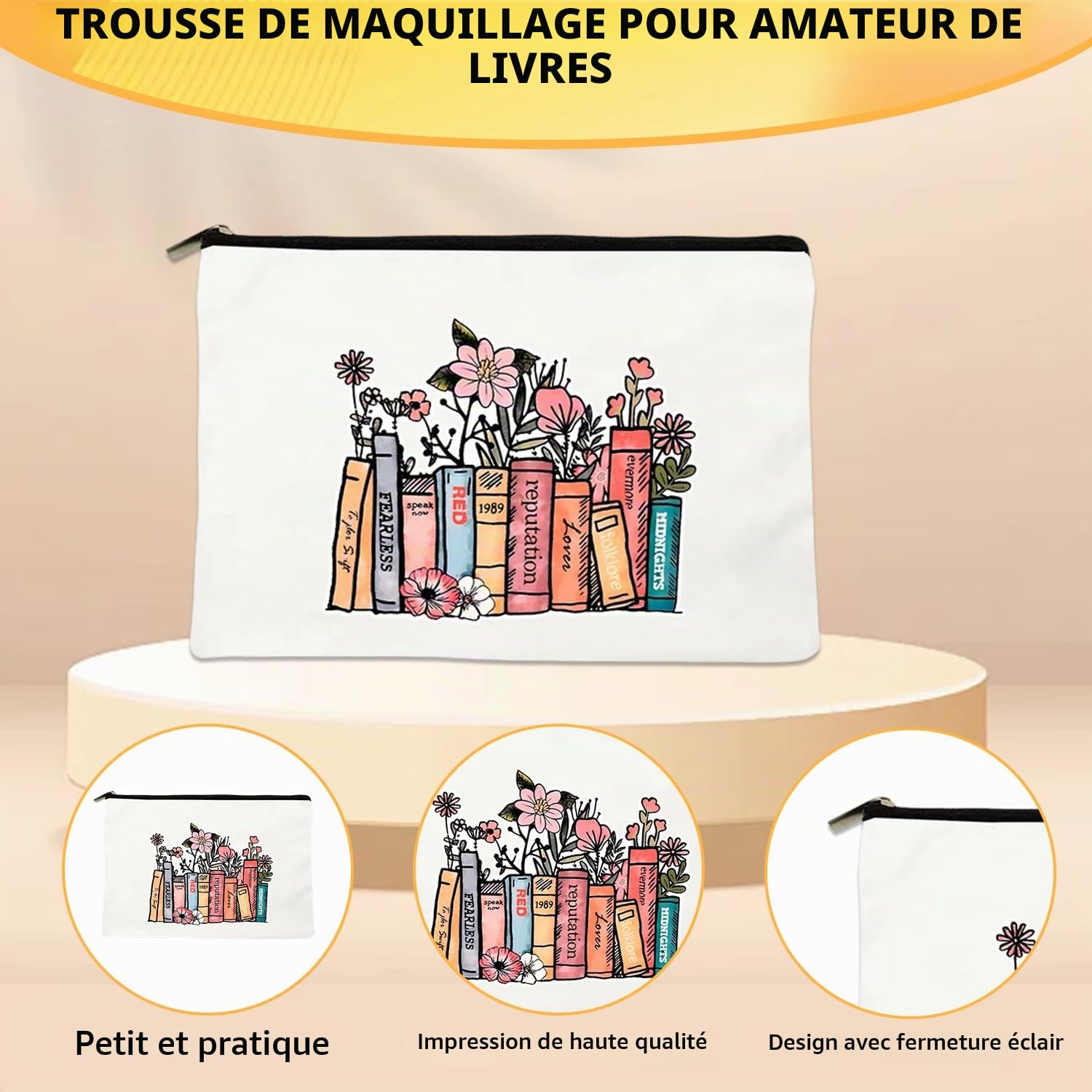 Onperpoe Cadeau d'anniversaire pour les amateurs de livres avec sacs fourre-tout, sacs cosmétiques, bouteilles en verre, bibliothécaire, bibliothécaire, cadeau pour lecteurs, enseignants, étudiants