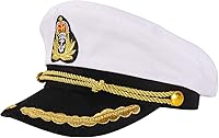 Vista 18 de Ibeauti Gorra unisex ajustable para adultos, disfraz de capitán Almirante, gorra de marinero para cosplay Negro