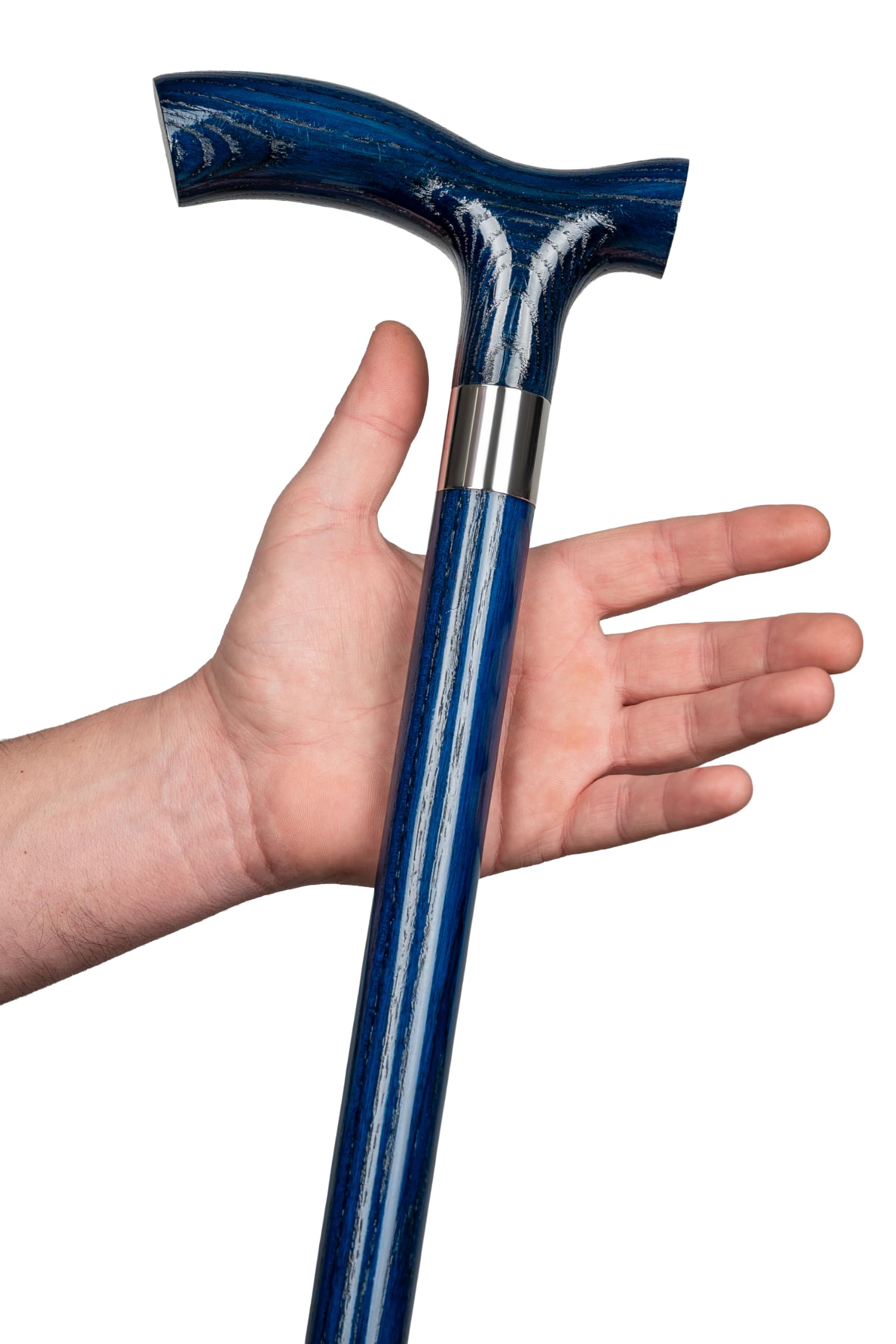 Dr. Watson Classic Fritz Walking Stick – Handcrafted Ash Wood Cane with Polished Stainless Steel Collar