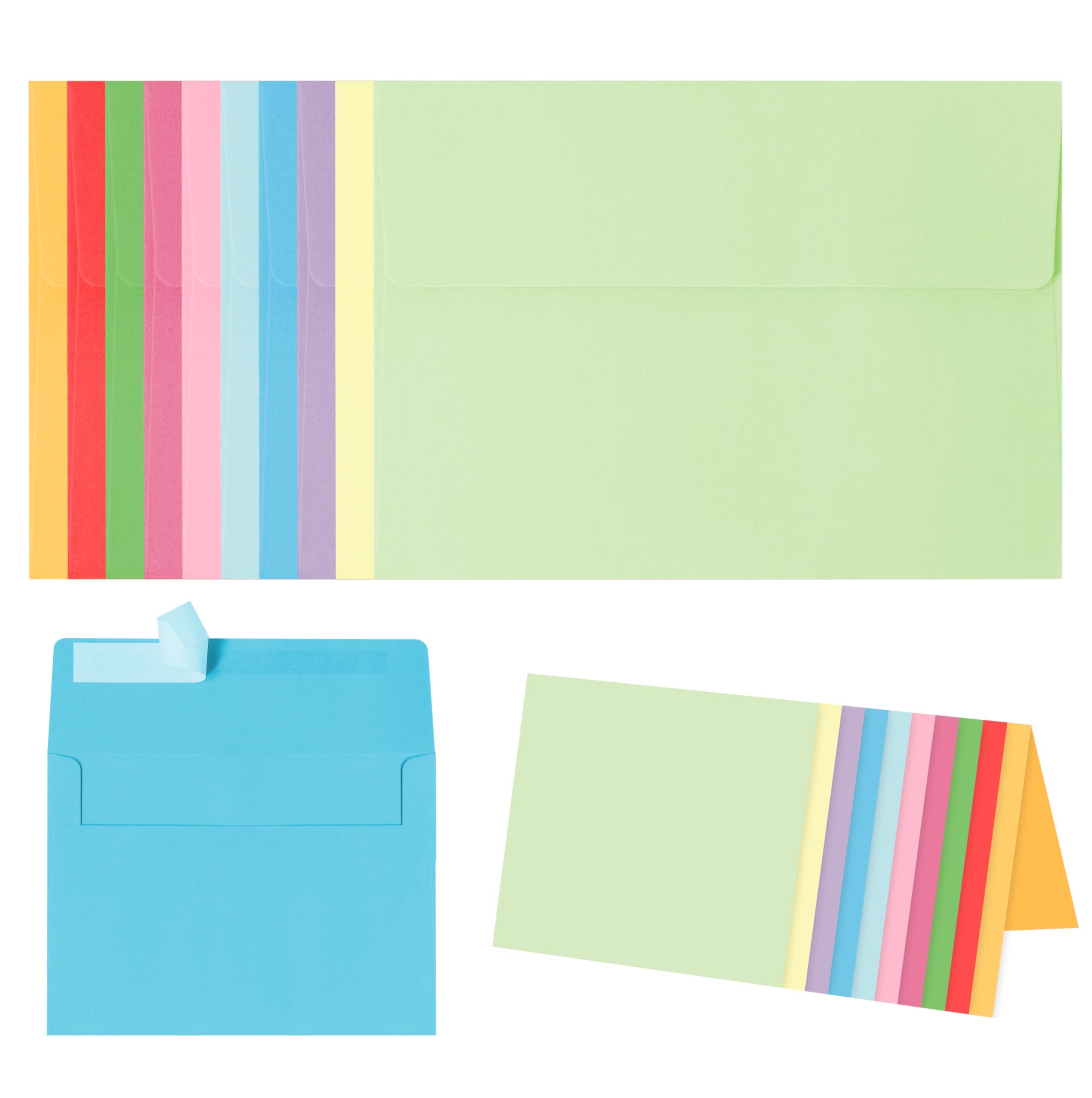 30 Sets A4-Karten und Umschläge für 10,2 x 15,2 cm, mehrfarbig, blanko, gefaltete Karten, DIY