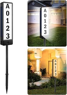 T-SUN Solar Address Signs for Yard Vertical LED House Numbers for Outside