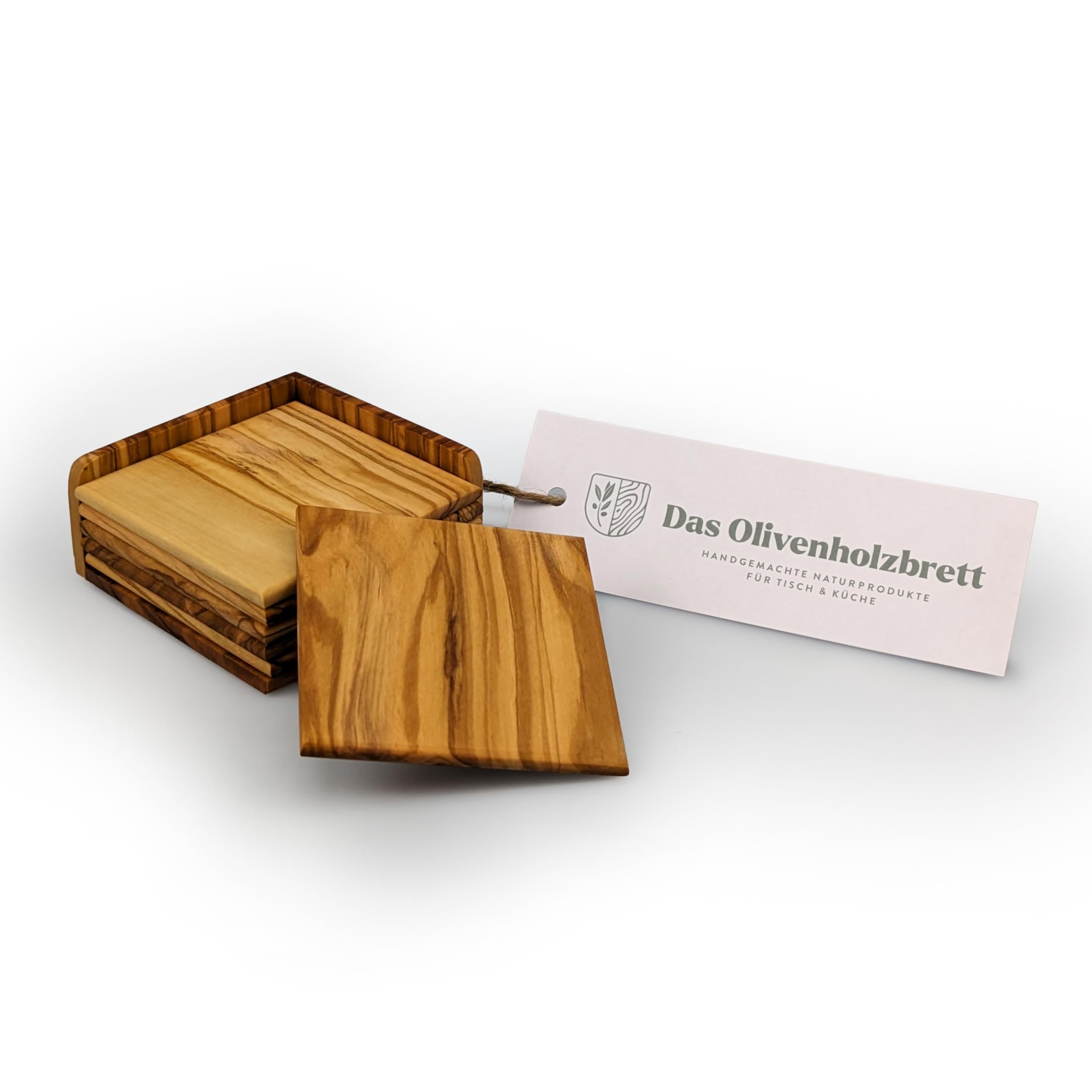Das Olivenholzbrett Sottobicchieri Set 6 Pezzi, IN Taglio Naturale - 6 Untersetzer
