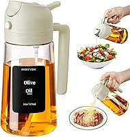 Vista 1 de Dispensador de aceite de 16 oz/470 ml y pulverizador de aceite, vertedor de aceite de oliva de vidrio para cocina, freidora de aire, cocinado, Blanco