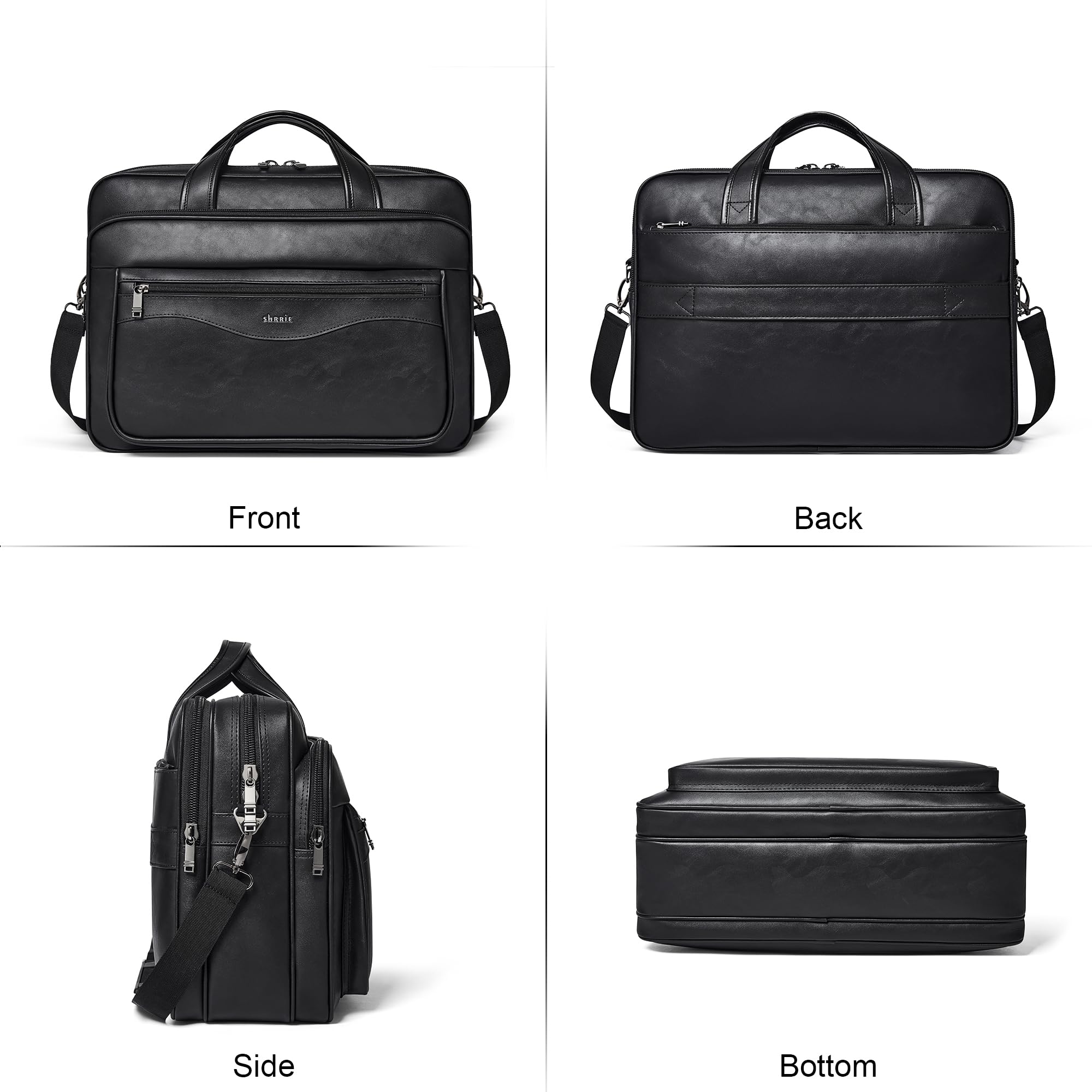 Shrrie Groß Leder Messenger Tasche für Männer und Frauen Leder Laptop Tasche