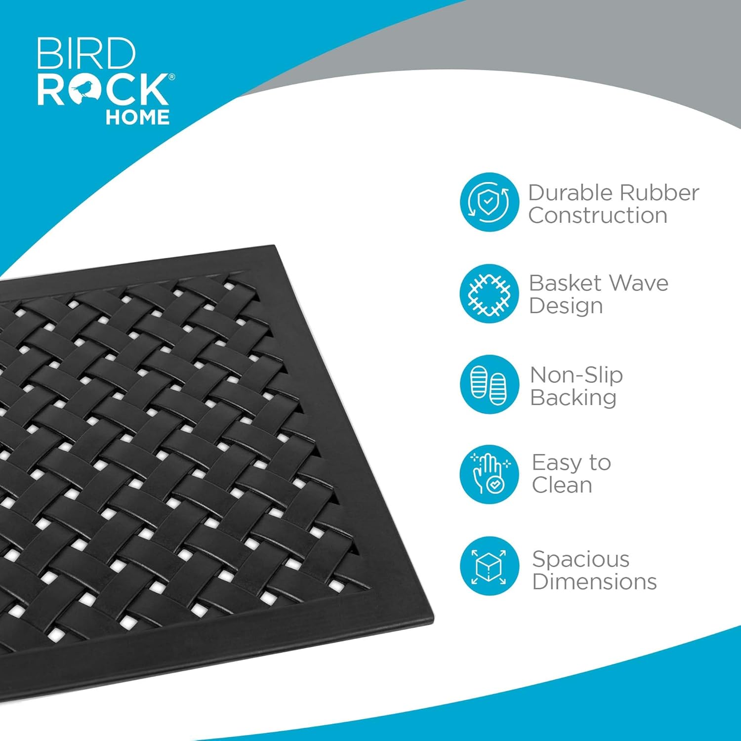 BIRDROCK HOME 24 x 36 Rubber Doormat with Basket Weave Design | Outdoor Doormat | Keeps Your Floors Clean | Decorative Design