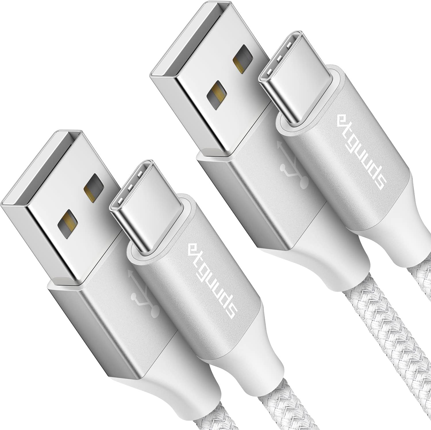 etguuds USB to USB C Cable 3.3ft, 2-Pack USB A to Type C Charger Cord Fast Charging for Samsung Galaxy A17 A16 A15 A26 A36 A56, S25 S24 S23 S22 S21 S20 S10 Note 20, for iPhone 17 16 15, Moto, White