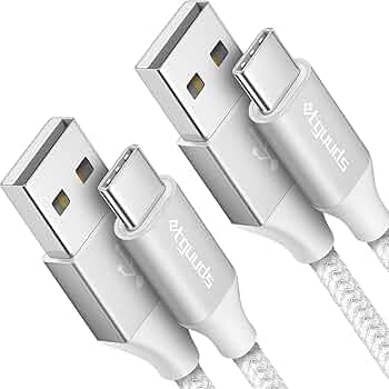 etguuds White USB C Cable 4ft Fast Charging, 2-Pack Type C Cable Braided USB to USB C Cable for Samsung Galaxy S23 S22 S21 S20 S10 S10E S9 A10e A32 A52, Z Flip/Fold 4 3, Note 20 10 9, Moto, Pixel