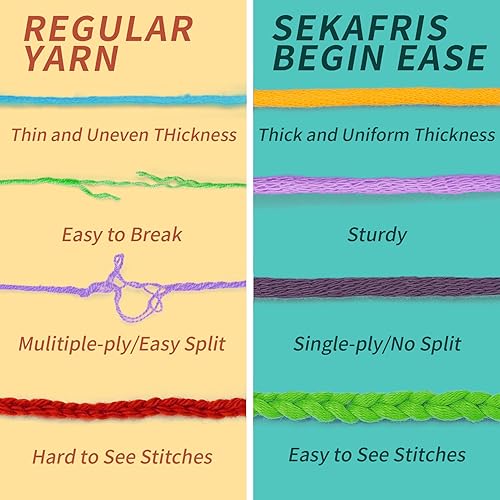 Miniatura 4 de Sekafris Hilo de ganchillo con hilo de algodón para ganchillo - Hilo de ganchillo para principiantes con puntadas fáciles de ver - Hilo para