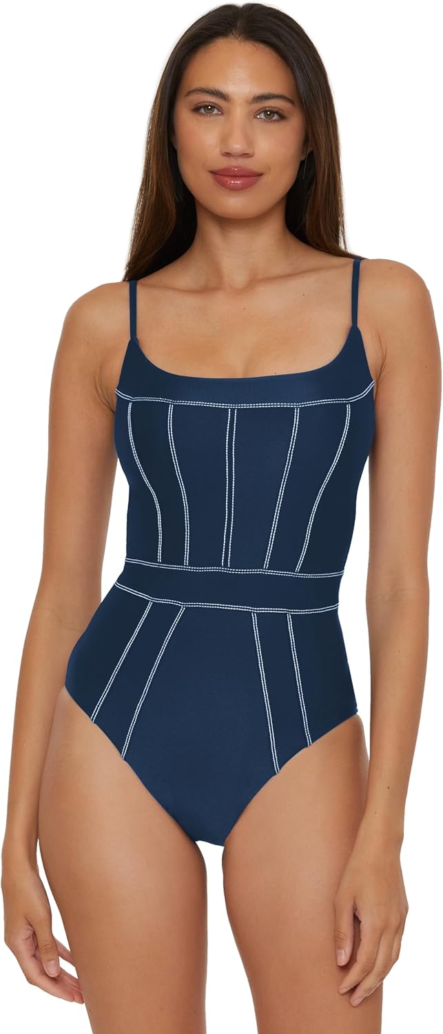 Becca Women's Color Sheen One Piece Swimsuit, Sexy Satin, Bathing Suits for Women