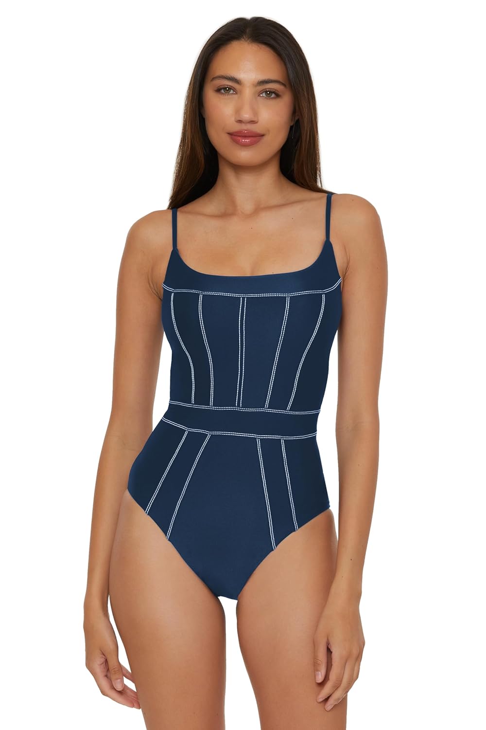 Becca Womens Color Sheen One Piece Swimsuit Sexy Satin Bathing Suits for Women