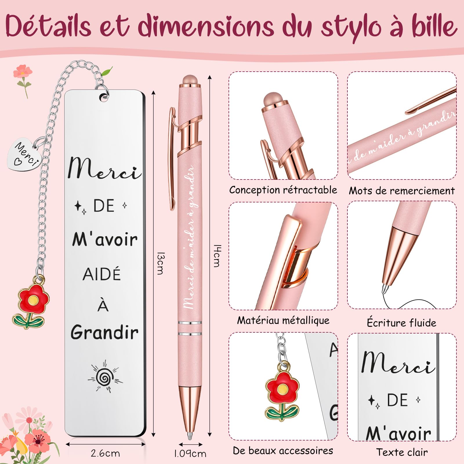 Cahier à Spirale avec Stylo et Marque-Page Cadeau Enseignant Fin d'Études