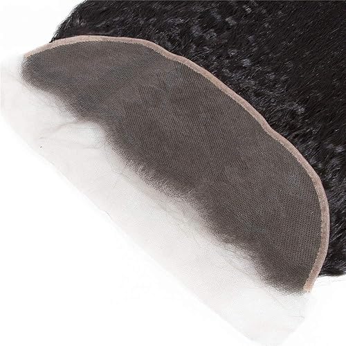 Miniatura 4 de Cabello humano brasileño virgen rizado lacio 13x4 encaje frontal Yaki recto oreja a oreja encaje frontal con pelo de bebé parte libre color natural