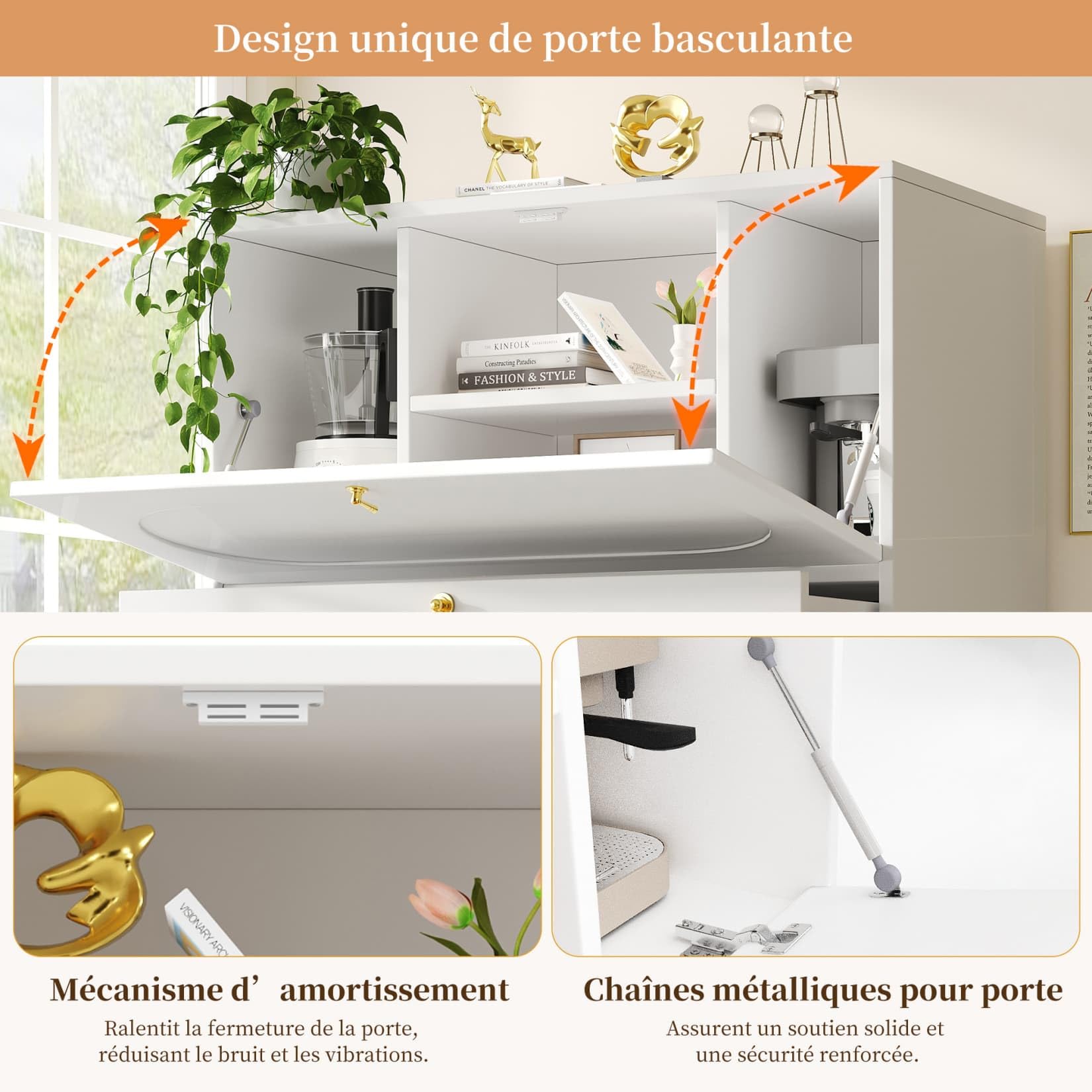 PUGSDRLY Secrétaire Meubles de Bureau,Bureau Pliable avec Rangement,Table de Travail,Meuble de Rangement Blanc (100×50×140cm)