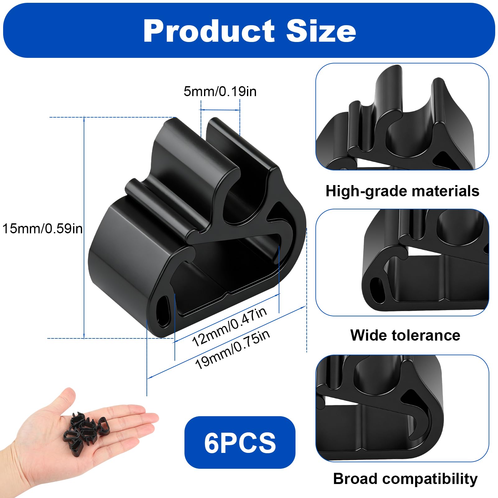 6 Piezas de Clips para Brazos de Limpiaparabrisas para Peugeot 3008 5008 C5 DS7 Flejes Sujeción Limpia para Brisas Clips de Sujeciones Repuestos para Brazo para Fijación de Manguera Lavaparabrisas