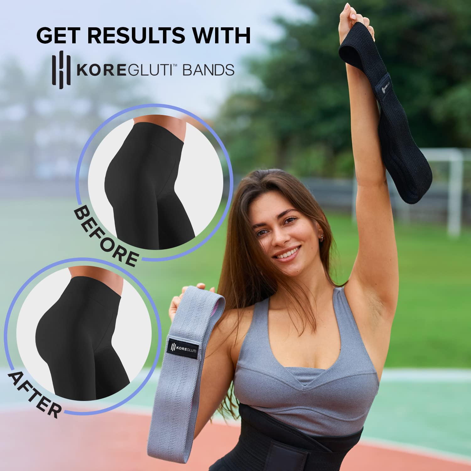 KoreGluti Fabric Resistance Bands Set - 3 Levels (Light To Heavy), Non-Slip Leg Bands For Glutes & Thighs - View #13