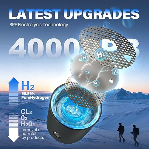 Miniatura 2 de Botella de agua de hidrógeno, uso 2 en 1, botella generadora de agua de hidrógeno 4000ppb con tecnologí­a SPE/PEM ionizadora de agua, máquina de