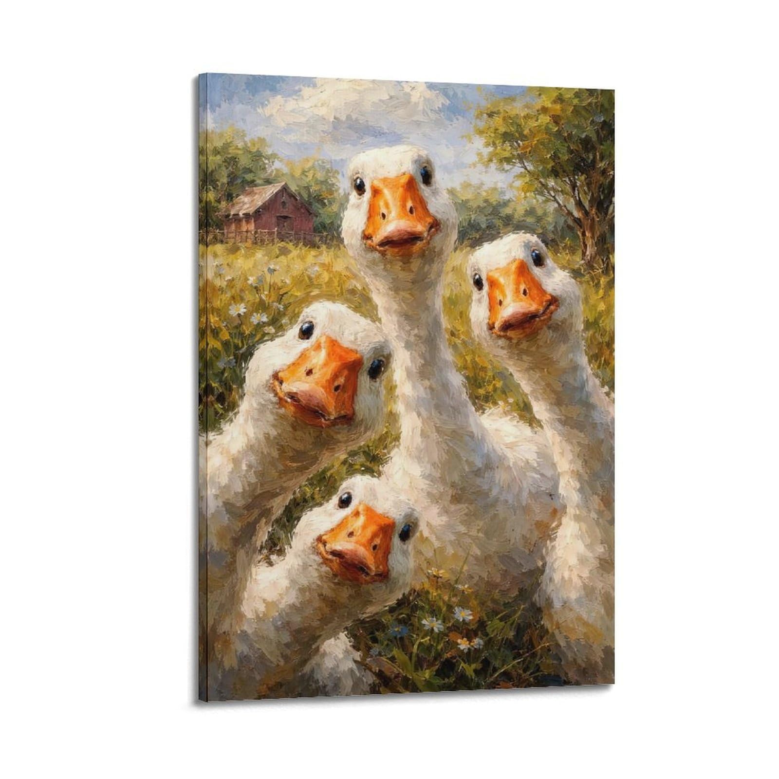 OKAHYS Vintage Animal Poster Funny Little White Duck Artwork Decorative Painting Canvas Wall Artworks Picture 20x30inch(50x75cm)