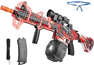 Large Gel Splat Blaster with Drum, 2 Modes Automatic and Manual Gel Splatter Blaster, Electric Splat Blaster with Goggles Red