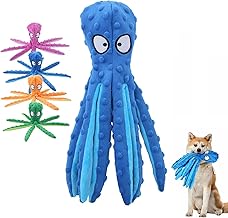 Whiskerspot Octopus Dog Toy No Stuffing Squeaky Dog Interactive Play Toys with Crinkle Paper Eco friend Octopus Plush for Dogs Teeth Cleaning & Durable for Puppies (Blue)
