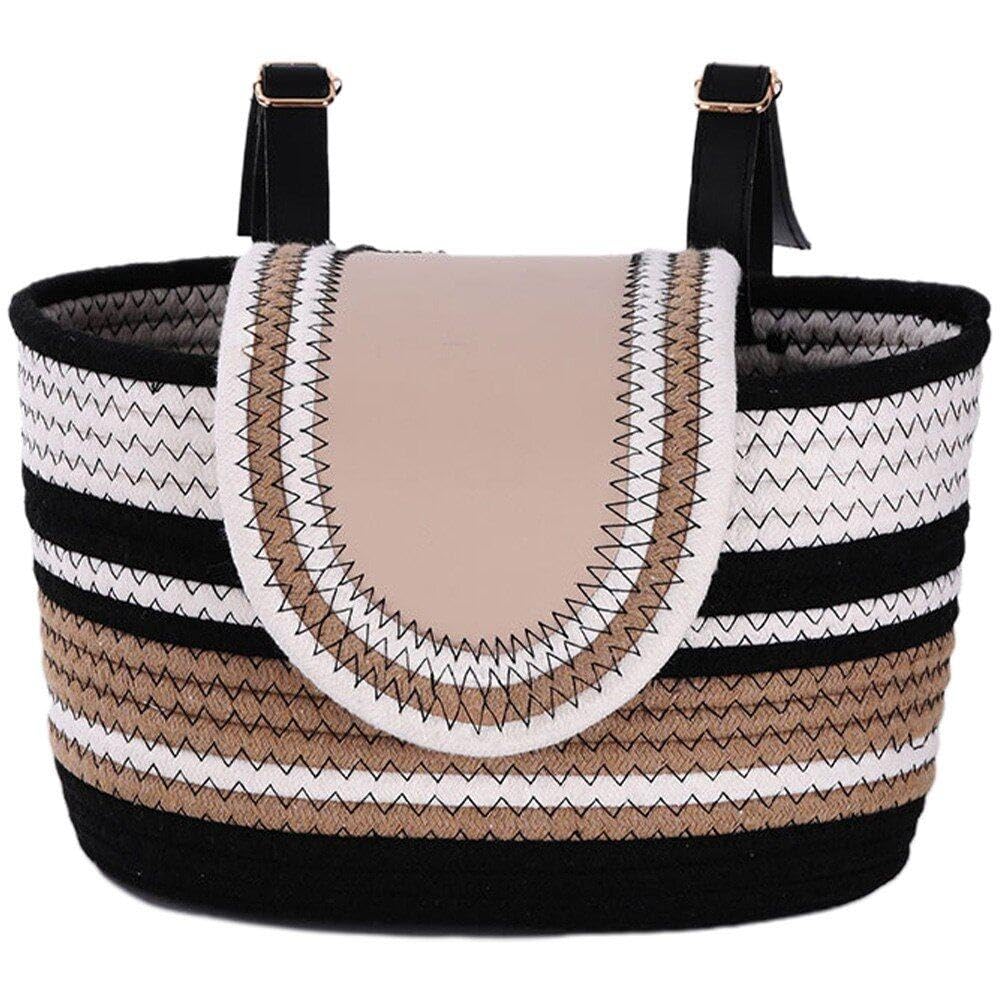Basket for Front Handlebar Woven Bike Front Holder Basket Classic Storage Bag with Adjustable Straps for Mountain Bike