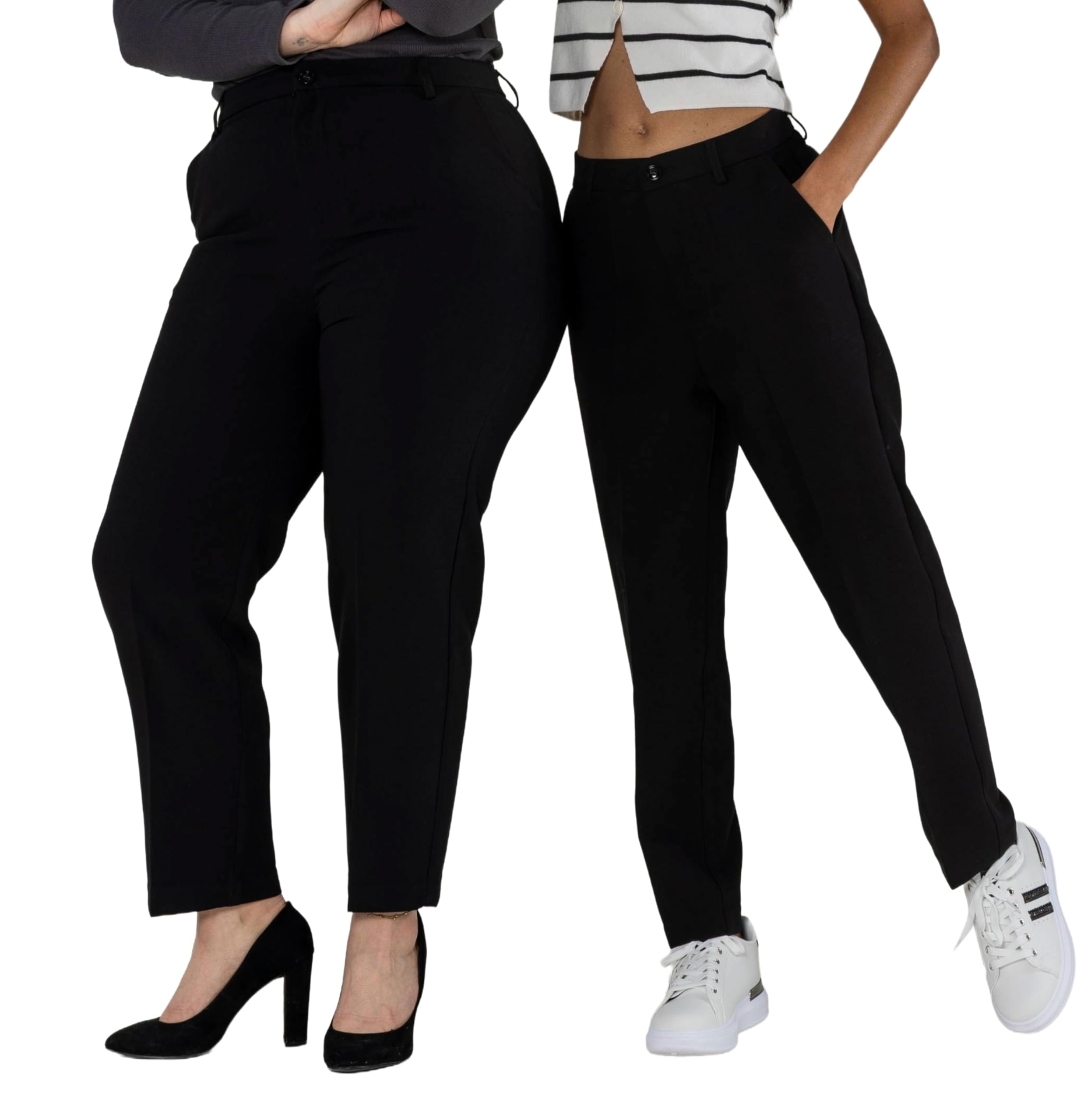 Nina Carter Pantalon chino pour femme - Coupe ajustée - Élégant pantalon en tissu cigarette avec coton stretch - Pantalon d'affaires et de loisirs avec passants de ceinture