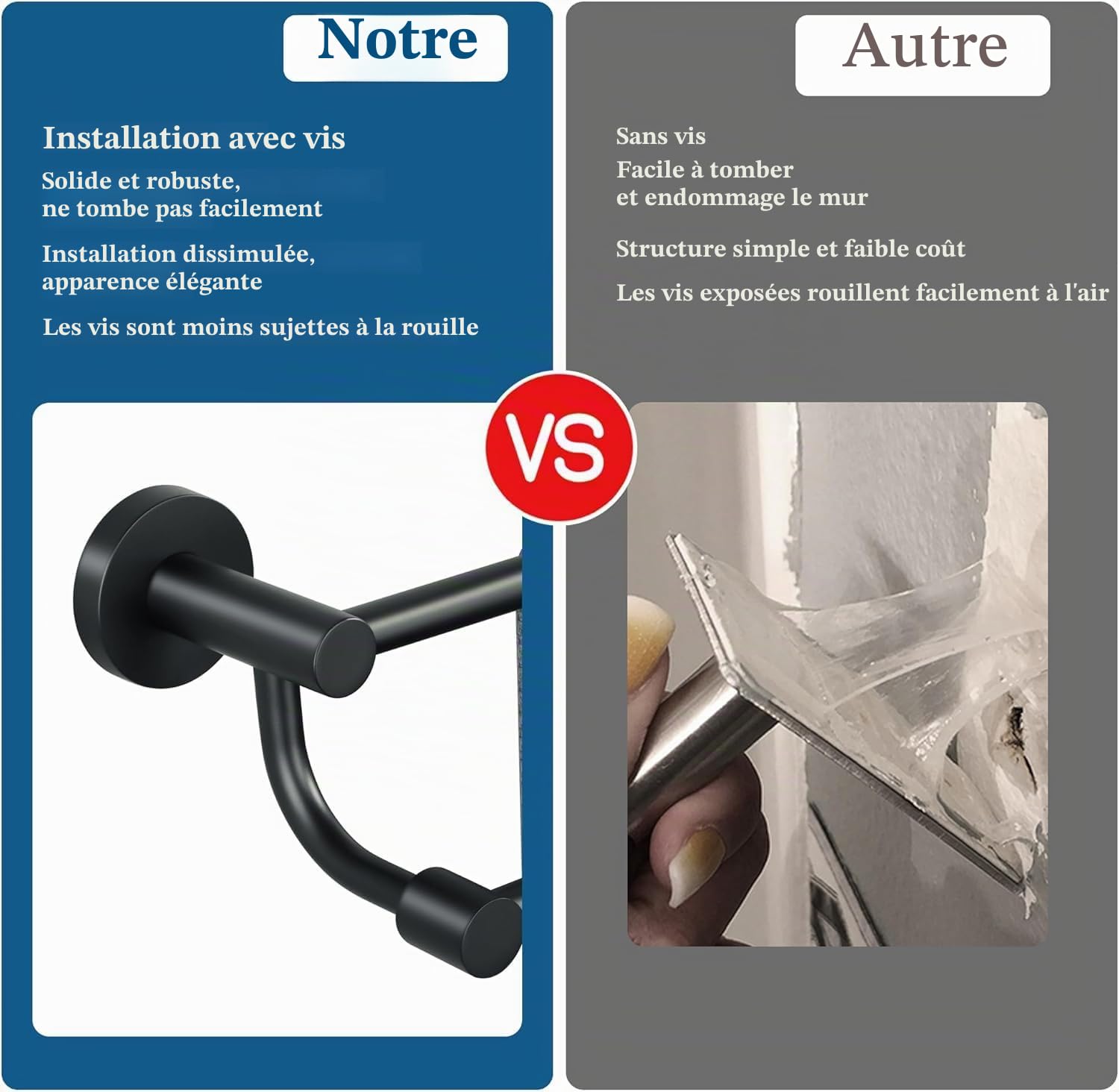 Mooche Porte Serviette Mural 61.6 CM, Support Serviette SUS304