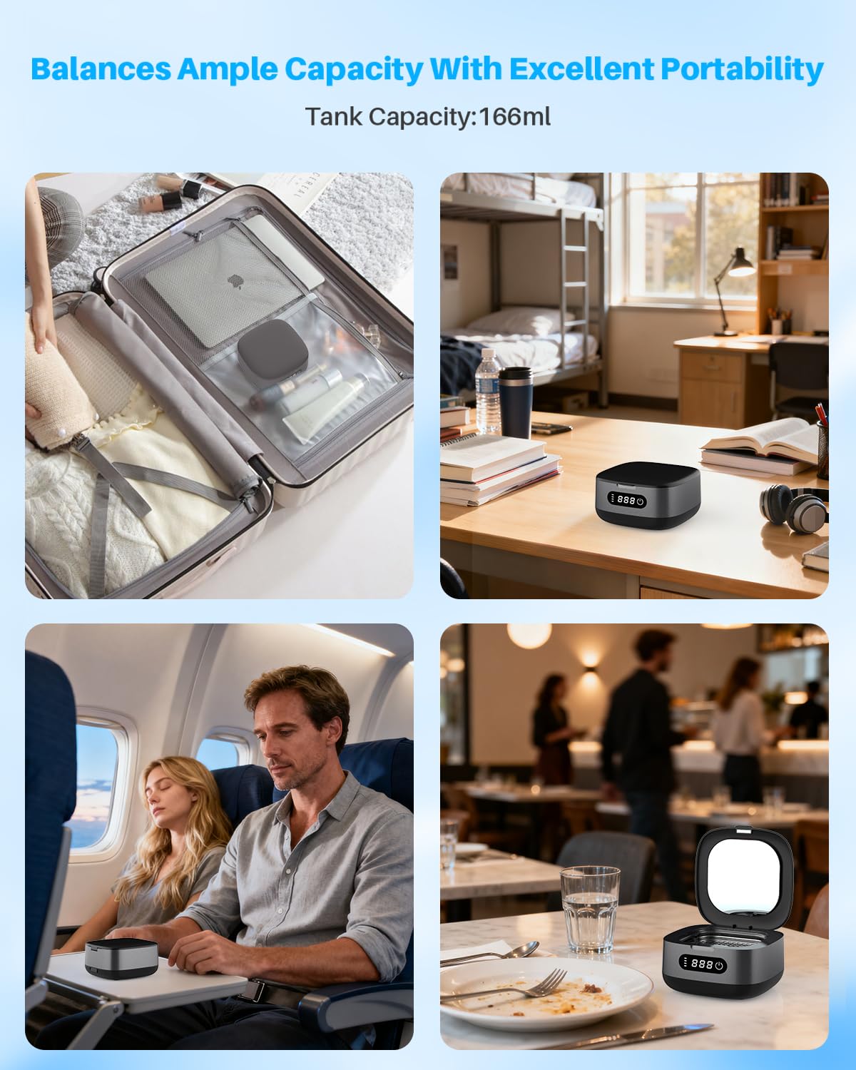 Voraiya 2025 Rechargeable Ultrasonic Retainer Cleaner, Portable Retainer Cleaner Machine, 52kHz Retainer Cleaner for Dentures, Night Guards, Mouth Guards, 166ml Dental Cleaning Pod with Mirror,3 Modes - Image 10