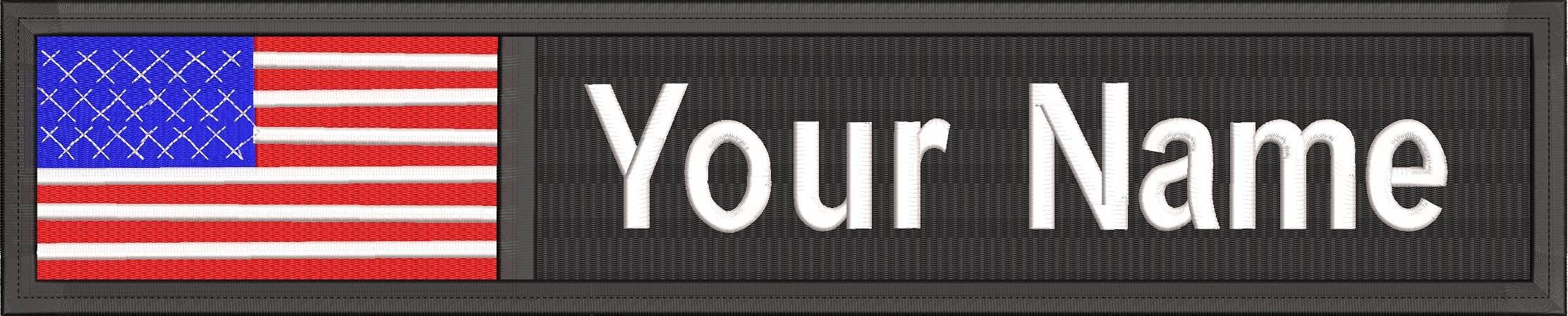 USA ID Flag Custom Embroidered Name/Text Tag Patch Sew, Iron on, Hook Touch Fasteners - Military/Morale - US Flag Tactical tag (Color) (5x1 inch)