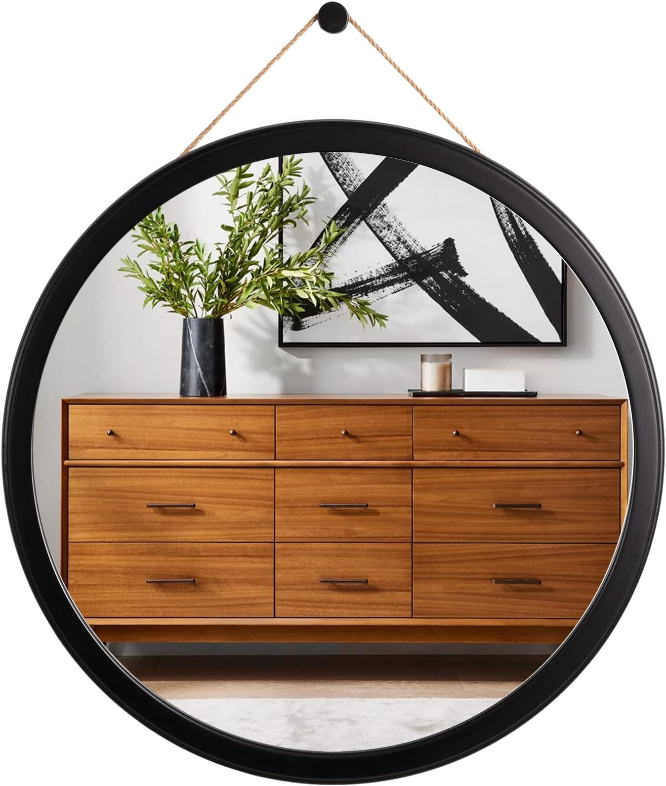 Danya B. SE001 Framed 20" Decorative Round Black Metal
