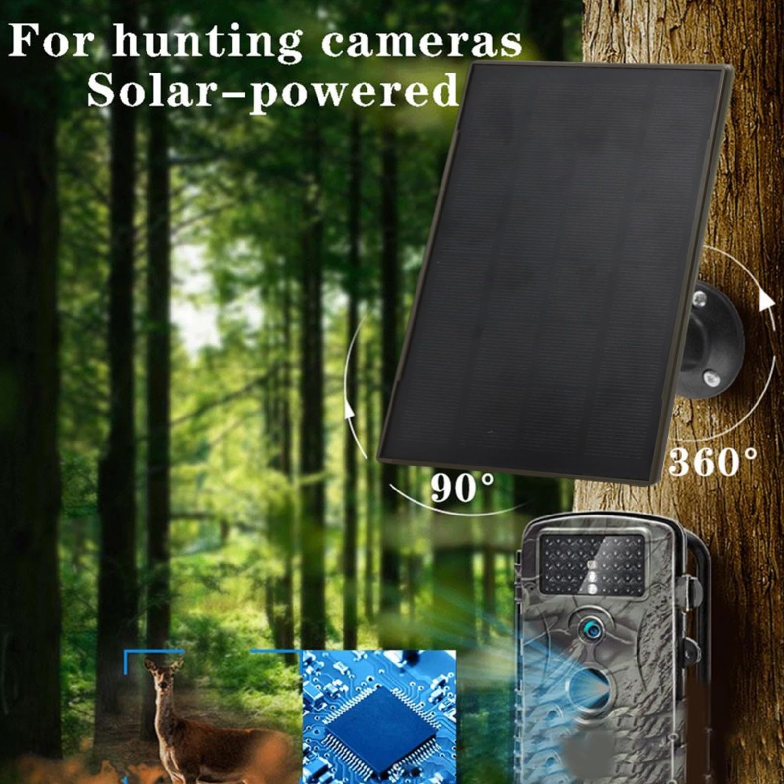 Eawfgtuw Trail Camera Solare 12V/1A 6V/2A Batteria 6000mAh Lithium Ricaricabile IP66 Accessori Caccia Macchina Fotografica