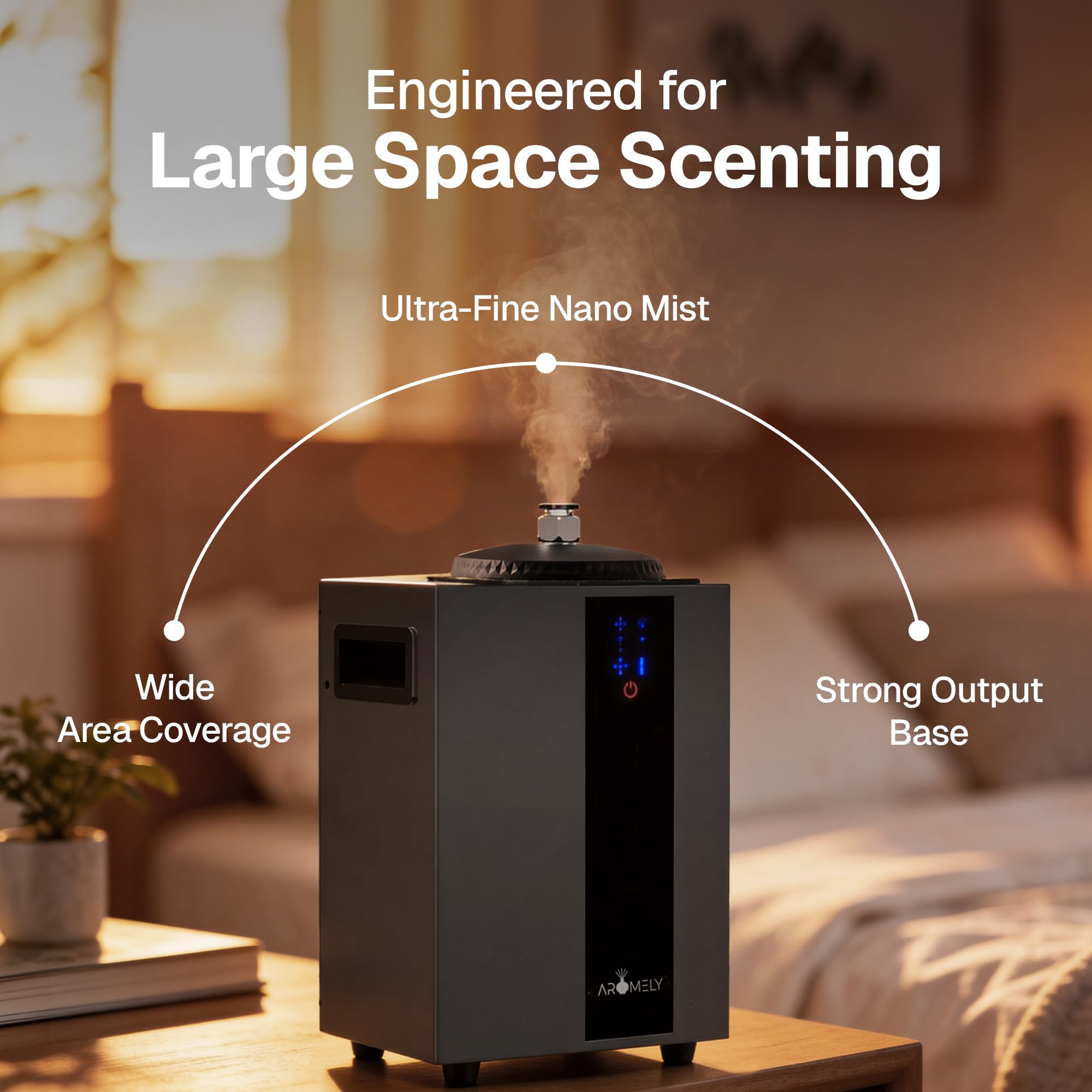 Aromely Smart WiFi HVAC - Difusor de Aroma nebulizante de aromaterapia, máquina de Aroma sin Agua, ambientador hogar u Oficina, Botella Grande de Aceite de hasta 4,000 pies Cuadrados