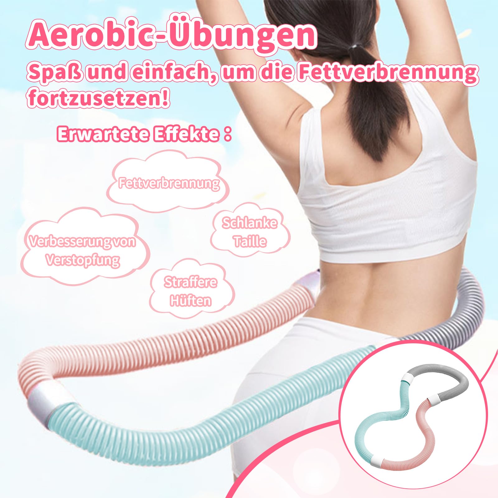 Harilla Sports Hula Hoop für Erwachsene, Fitness-Reifen mit Gewicht zur Gewichtsreduktion und Massageeffekt, weicher Fitness-Reifen, faltbarer PVC-Hula Hoop für Bauchmuskeltraining, Fettverbrennung