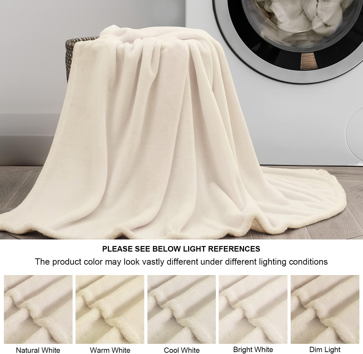 BEDELITE Fleece Blanket Beige Throw Blankets for Couch & Bed, Luxury Plush Cozy Fuzzy Blanket 50" x 60", Super Soft Warm Lightweight Throw Blanket for Travel Camping - Image 3
