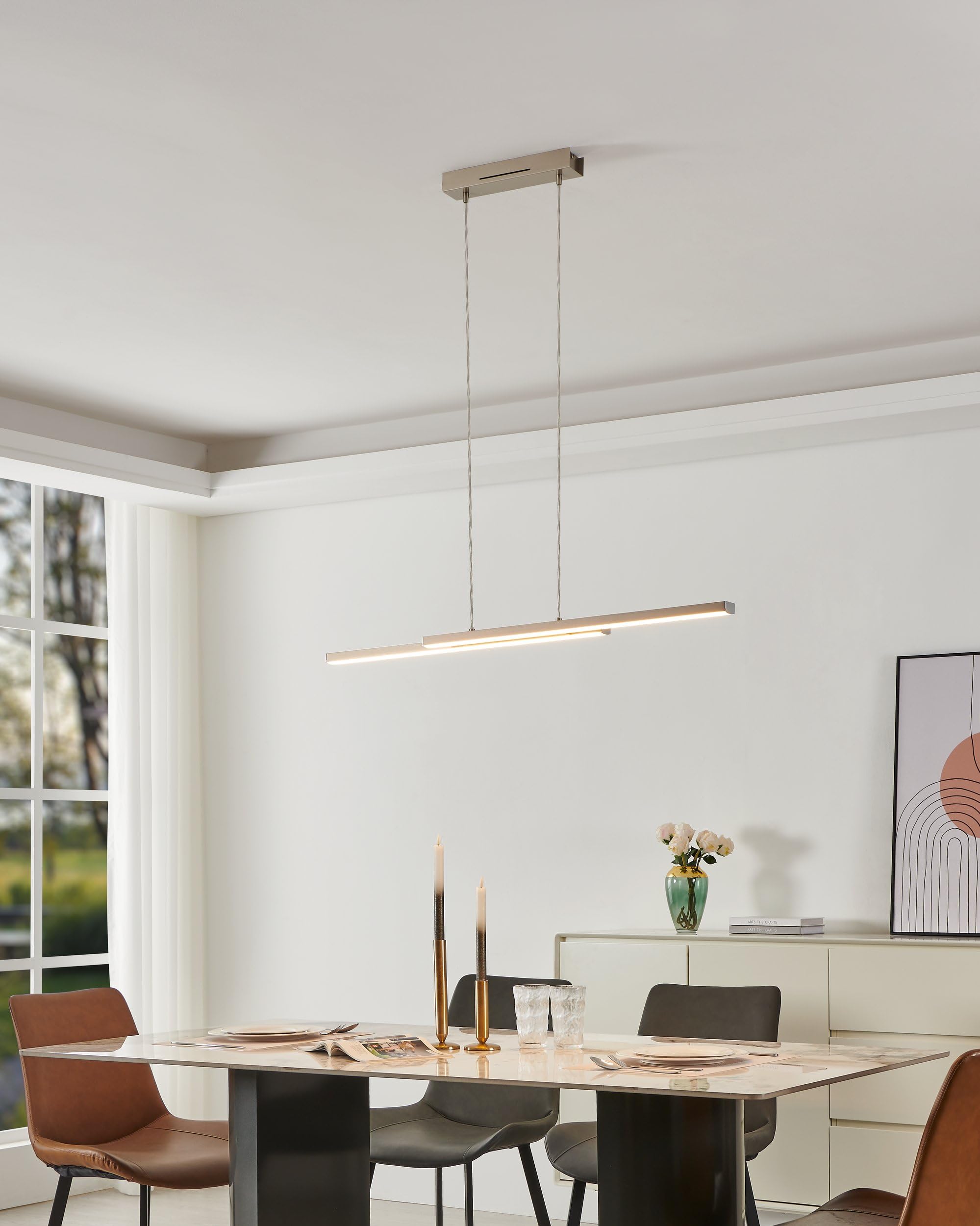EGLO connect.z Smart-Home LED Pendelleuchte Fraioli-Z, ZigBee | App und Sprachsteuerung Alexa, Lichtfarbe einstellbar (warmweiß-kaltweiß), RGB, dimmbar, Alu Hängelampe nickel-matt