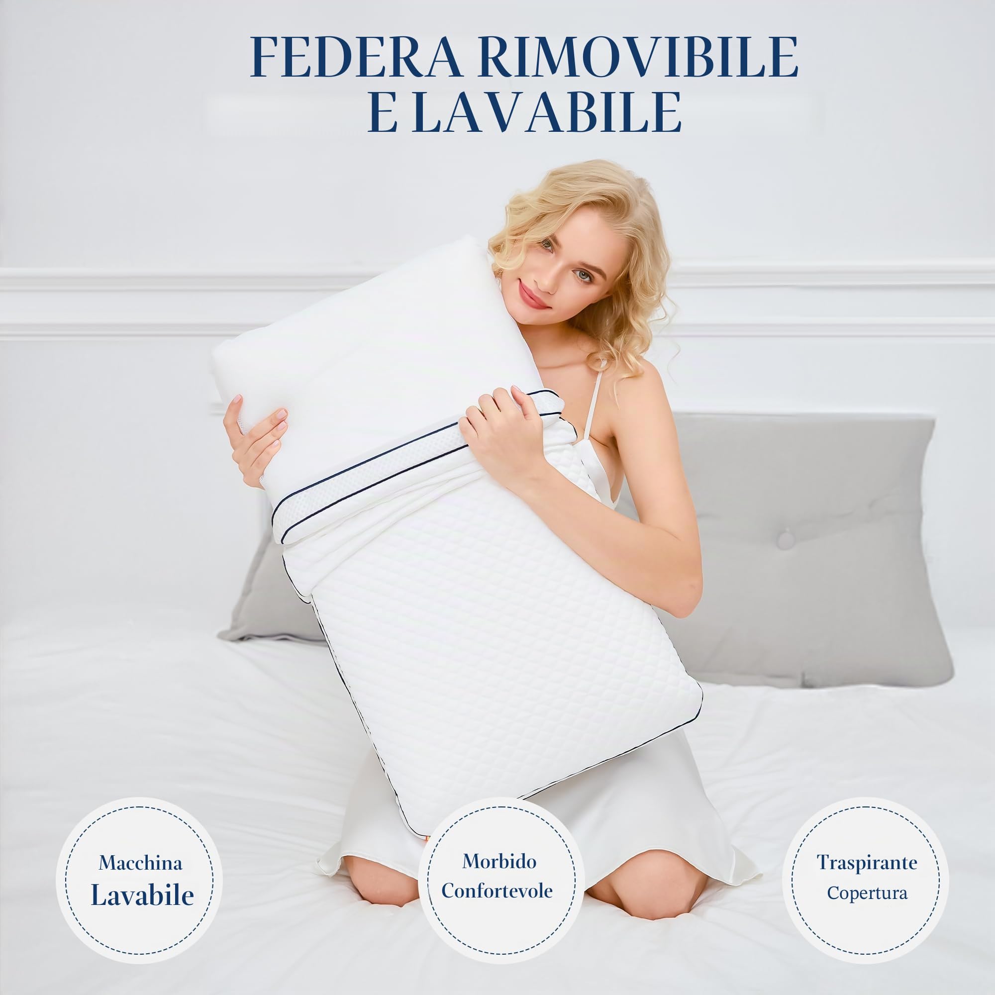 Memory Foam Cervicale - Cuscino Ortopedico Morbido e Traspirante con Federa Removibile