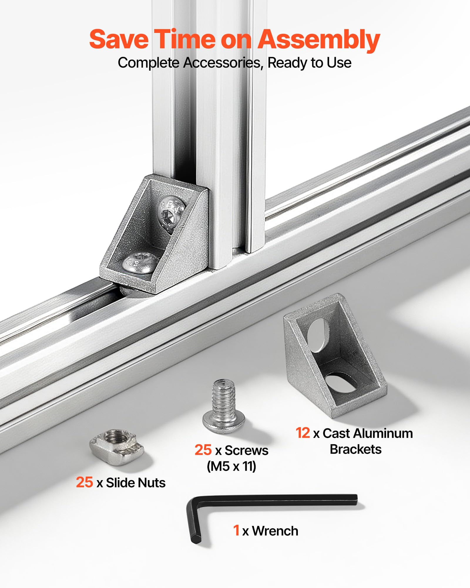 VEVOR 2020 Aluminium Profile 12 Stk. 2 m, Eloxierte T-Nut-Aluprofile nach EU-Standard, Hochfeste Strangpressprofile, Aluminiumschiene für 3D-Druckerteile, CNC-DIY-Werkbänke und Montage, Silber