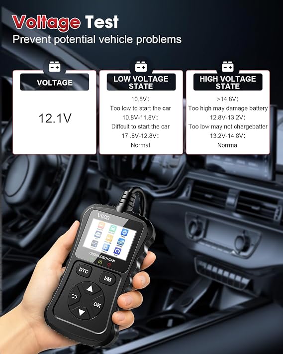OBD2 Scanner Car Code Reader Support Voltage Test Plug and Play Fixd Car CAN Diagnostic Scan Tool Read and Clear Engine Error Codes for All OBDII Protocol Vehicles Since 1996(Black)