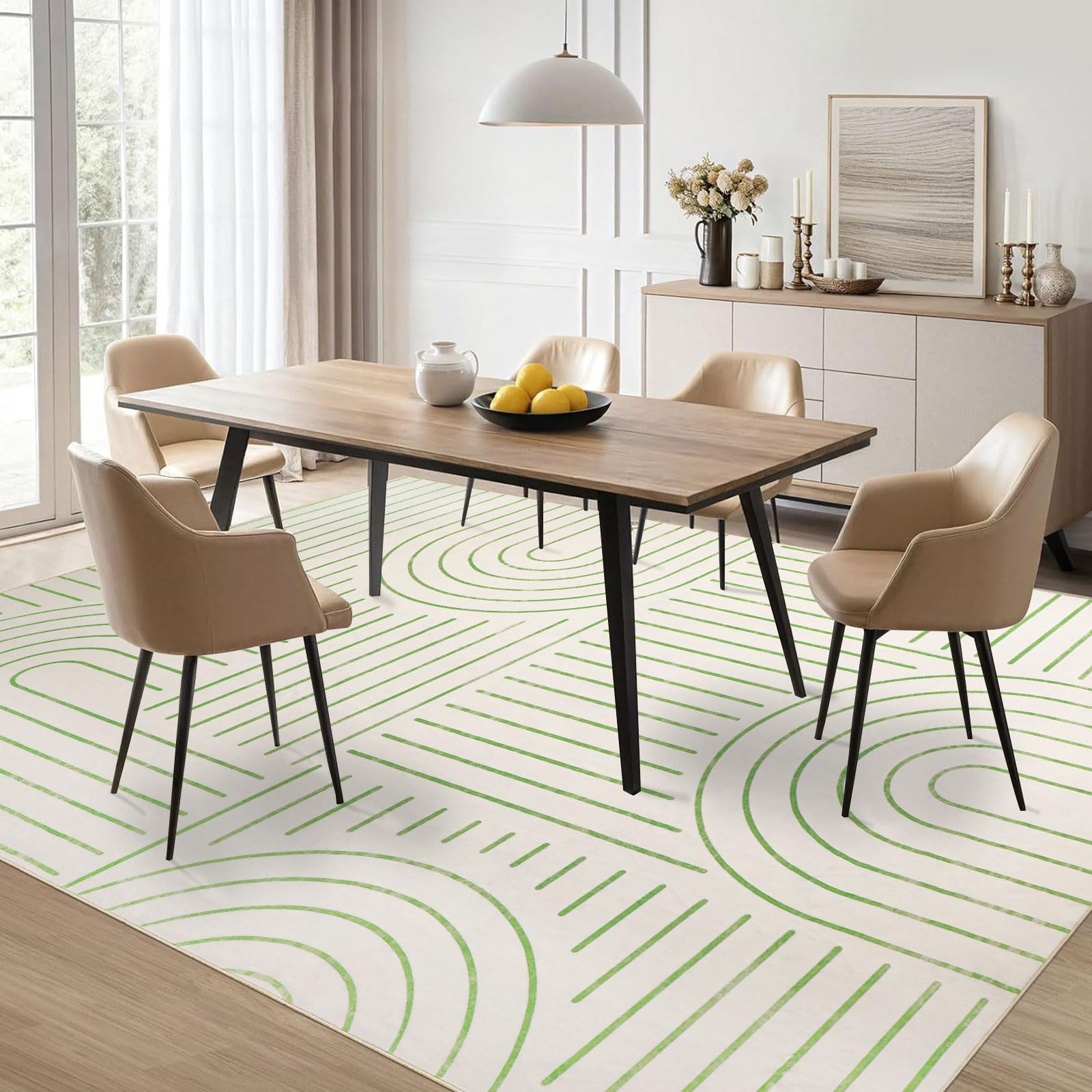 Homcomodar Alfombra de Salon Grande 160x230cm Alfombras Lavables en Lavadora Verde Alfombra Pelo Corto Carpet Rugs for Living Room Alfombras Pie de Cama Comedor Dormitorio OEKO-TEX STANDARD 100