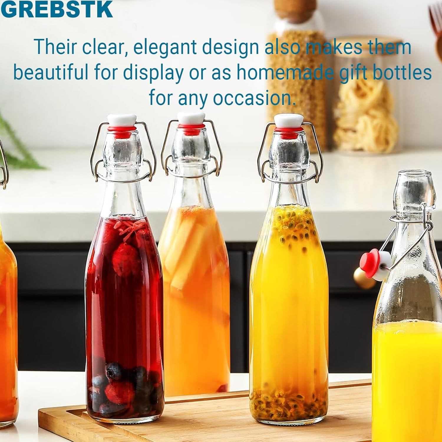 2 Pack Swing Top Glass Bottles 18oz, Flip Top Bottles with Airtight Lids & Leakproof Seals for Home Brewing Kombucha, Beer, Kefir, Juice, Oil, Vinegar & Vanilla Extraction - Image 3