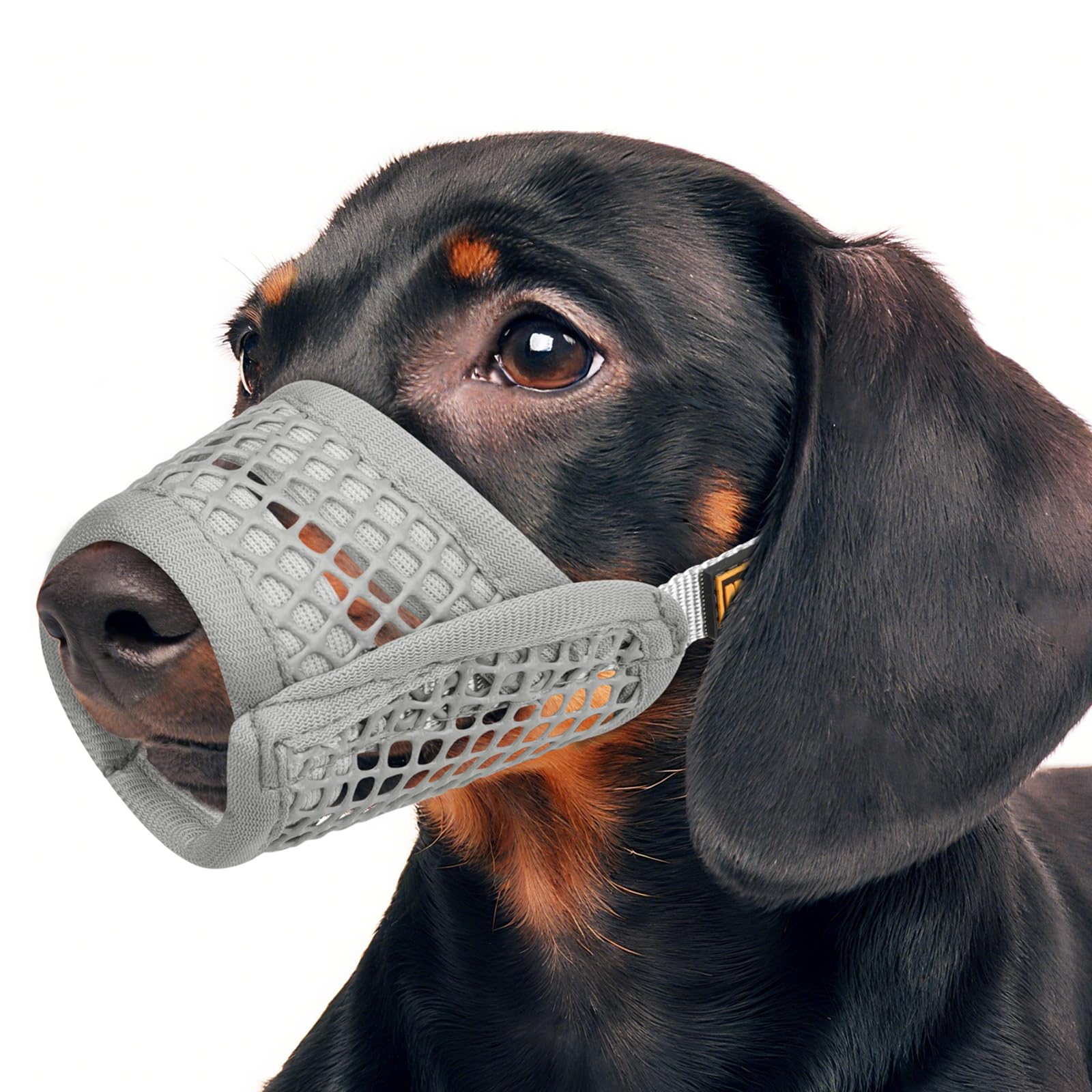 Mayerzon Dog Muzzle for Biting, Patented Soft Breathable Mesh Muzzle for Small Medium Dogs Chihuahua Dachshund Poodle, Adjustable Mouth Cover for