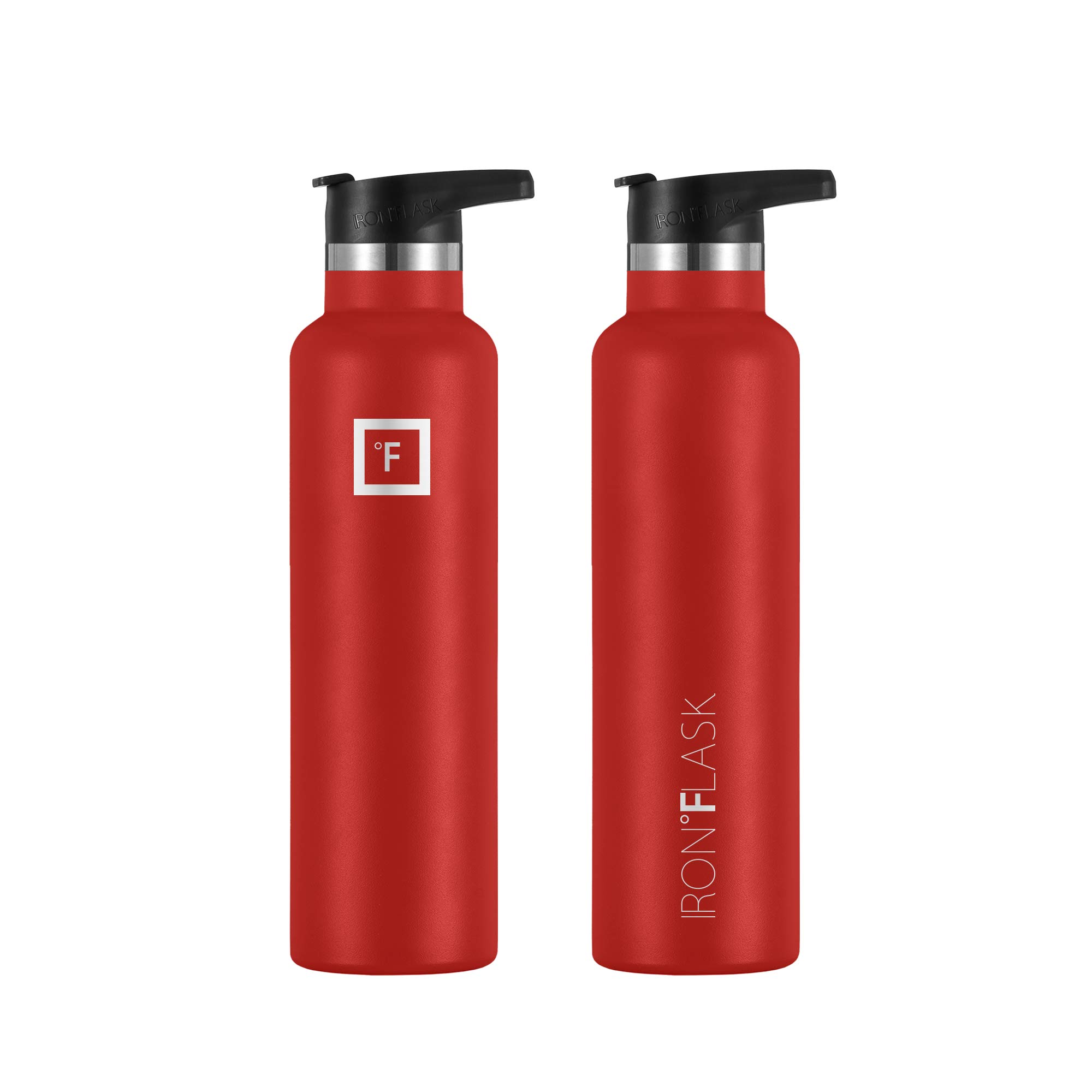 IRON °FLASK Sports Water Bottle - 24 Oz - 3 Lids (Narrow Straw Lid) Leak Proof Vacuum Insulated Stainless Steel - Hot & Cold Double Walled Insulated Thermos, Durable Metal Canteen