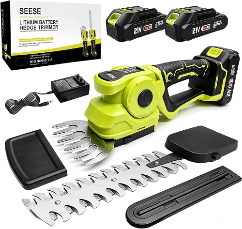 Electric Hedge Trimmer Cordless: 2-in-1 Grass Shears & Bush Trimmer