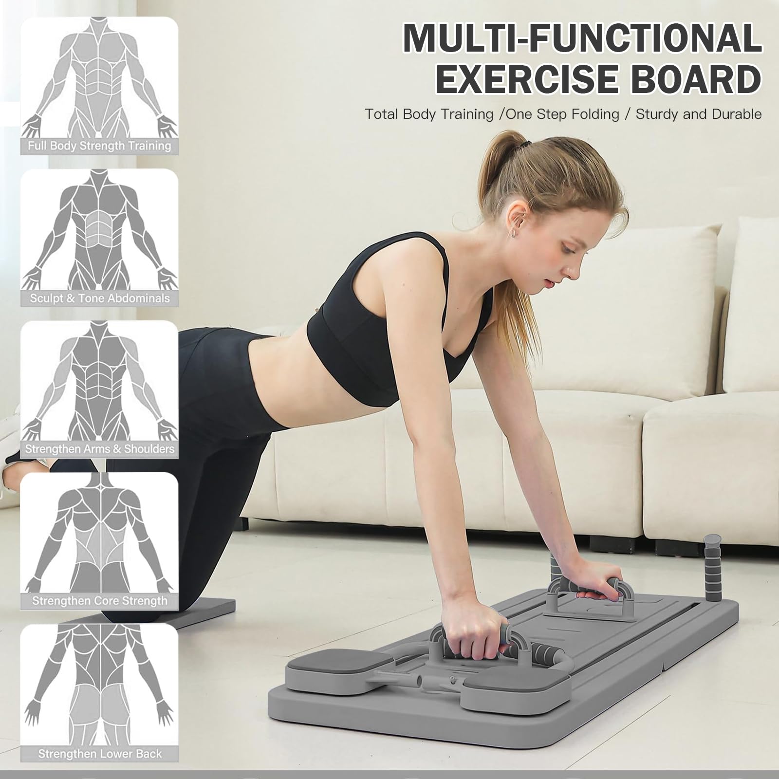Mini Reformer Pilates per Casa, 5 En 1 Pilate Reformer Machine con Timer per Vita, Gambe, Braccia e Schiena, 2025 Upgrade Tavola Pilates Board