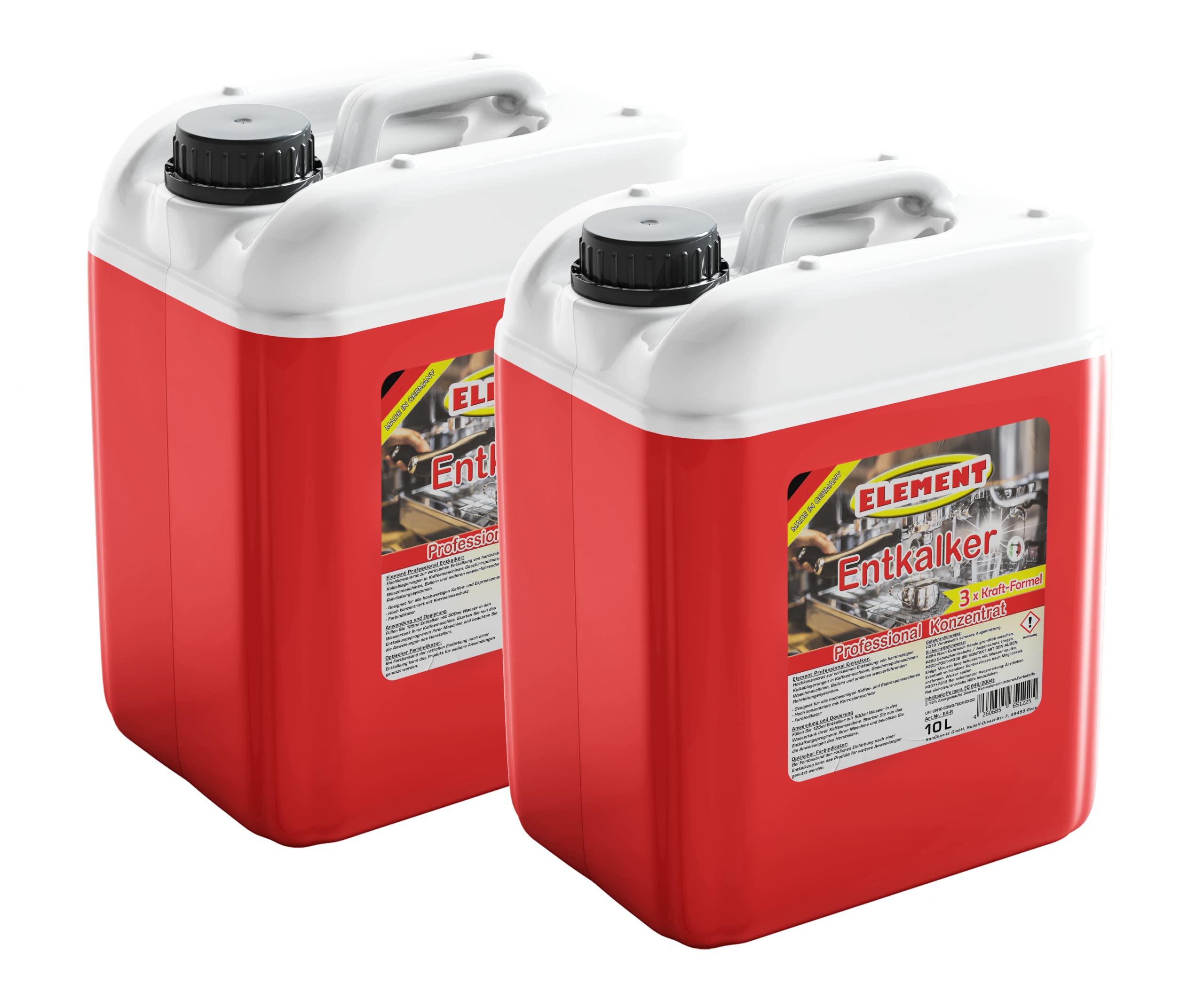 Entkalker | 2 x 10L | Entkalker für Kaffeevollautomat & Kaffeemaschine | Vollautomat Kaffeepadmaschinen Flüssigentkalker mit Farbindikator |