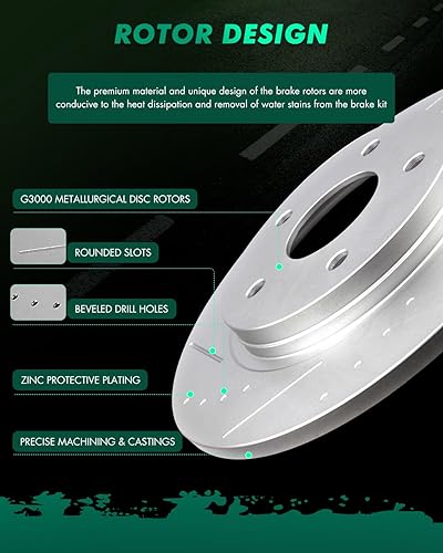 Miniatura 4 de Kit de discos de freno de rotores de freno de SCITOO para Dodge Grand Caravan 08-16, Dodge Journey 09-13, Volkswagen Routan 10-12