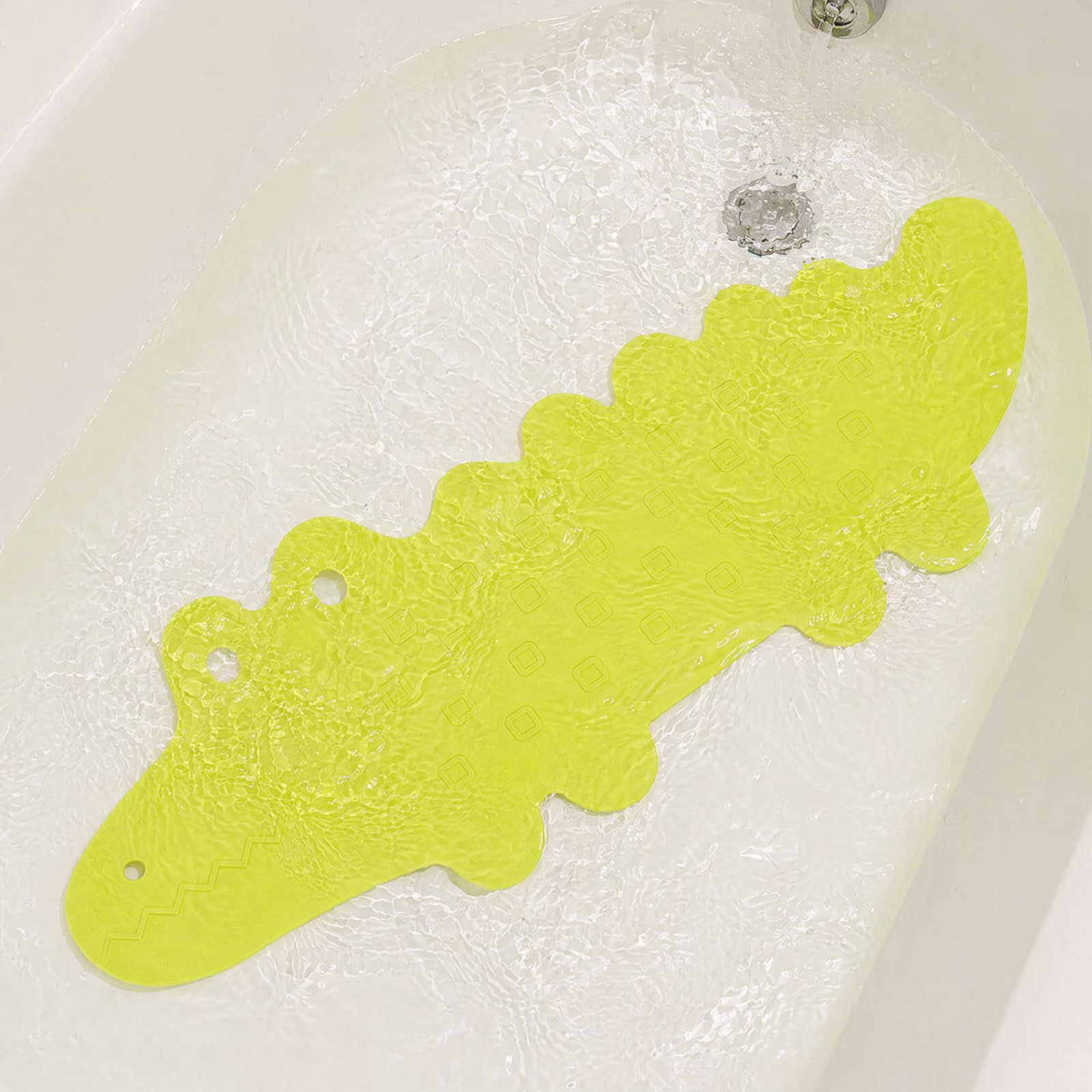 Tappetino Vasca Antiscivolo 95 x 34,5 cm Tappeto Antiscivolo Vasca Tappetino Doccia Antiscivolo Tappeto Doccia Antiscivolo Tappeto Vasca Antiscivolo - Coccodrillo Verde con Ventose