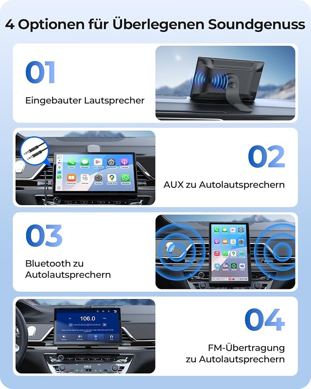Krunia 9 Inch Wireless CarPlay Display 60FPS Android Auto GPS Navigáció Mágneses Tartó