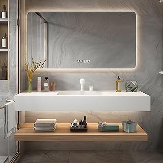Luxury Modern Bathroom Vanity - with Sink | Wall Mounted Solid Wood Bath...